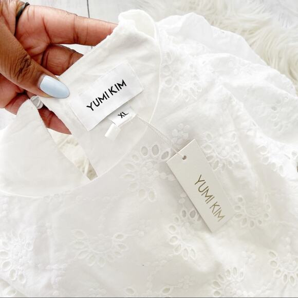 Yumi Kim Women's White Alicia Short Puff Sleeve Eyelet Dress Size XL NEW - Picture 3 of 5